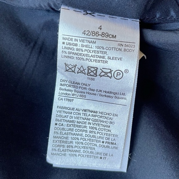 Banana Republic Navy Blue Double Breasted Cotton Blazer with Gold Buttons size 4 - Picture 9 of 14